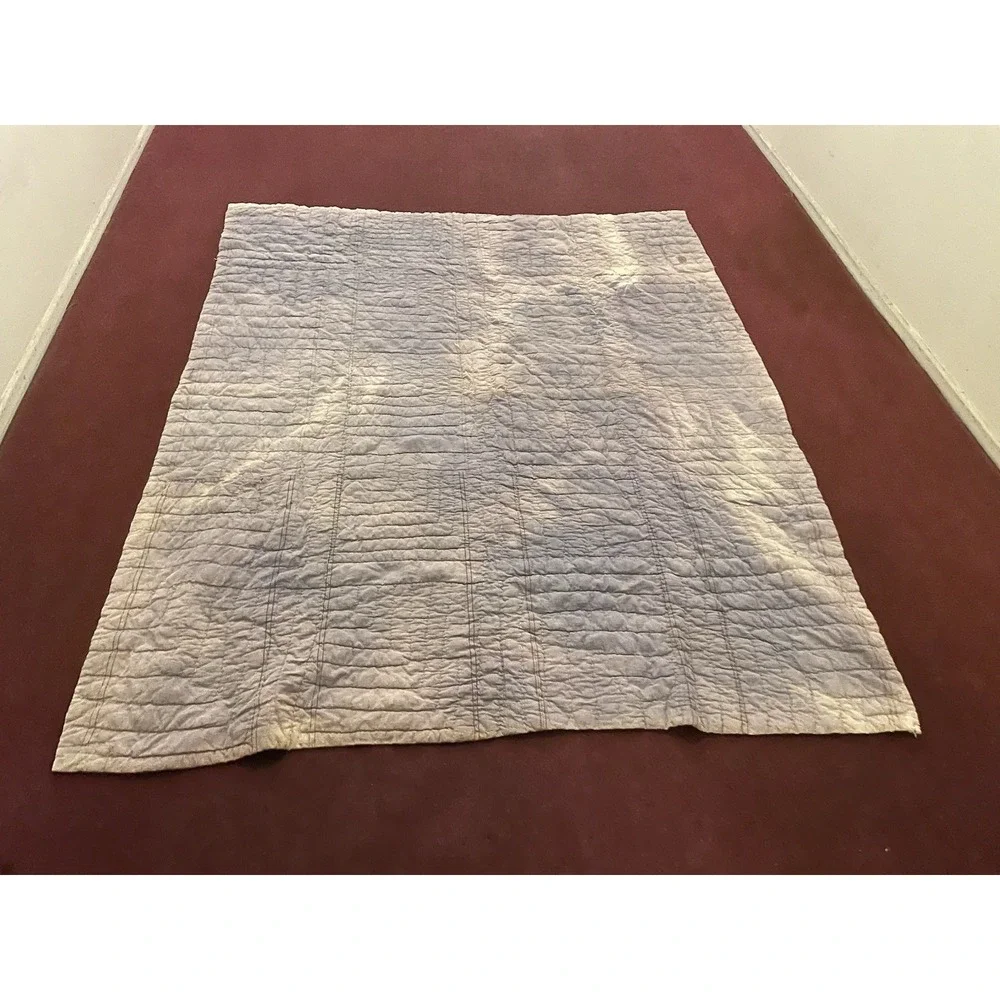 Vtg 1930s Dresden Plate Quilt NRA Blue Eagle Domino Sugar Sack Backing Folk Art